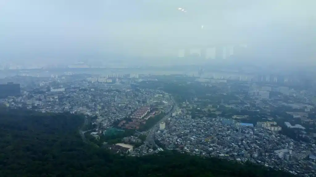 Impressive views of Seoul from the top of the N Seoul Tower. 
